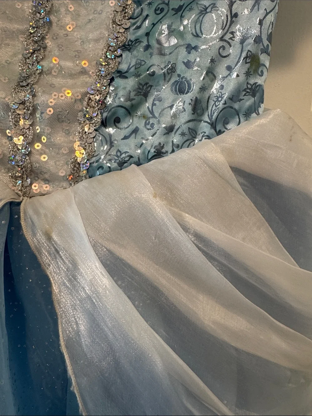 Cinderella Princess Ball Gown Kids Costume with White Accents